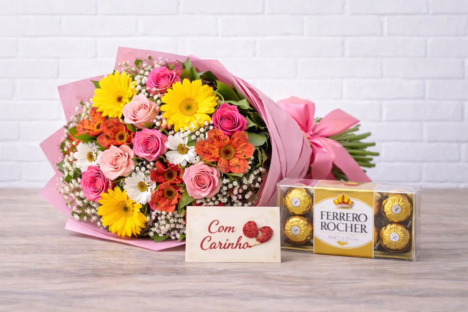 Buquê Colorido Premium + Ferrero 12 un